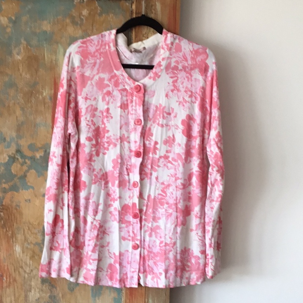 Pink and white cardigan